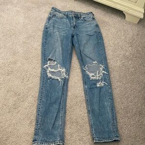 Women's Distressed Blue Mom Jeans